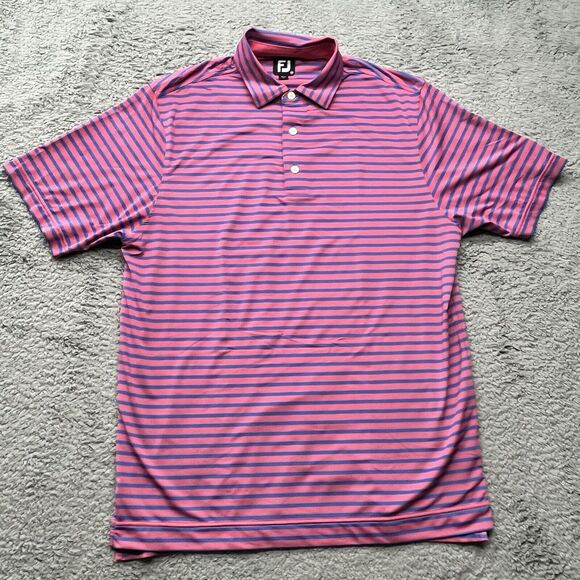 FootJoy Other - FootJoy Peformance Polo Mens M Stretch Golf Shirt‎ Pink w/ Blue Stripes